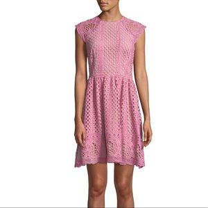 Shoshanna Women's Mori Cap-Sleeve A-Line Two-Tone Lace Dress